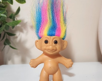Russ Troll Puppe Regenbogen Haar Vintage