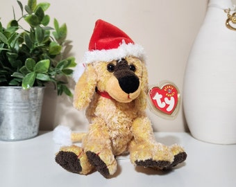 TY Beanie Baby Jingle Pup the Christmas Dog Vintage Santa Hat