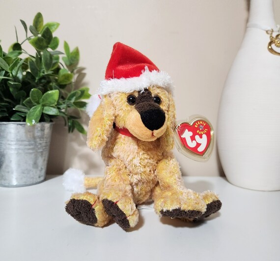 TY Beanie Baby Jingle Pup the Christmas Dog Vintage Santa Hat