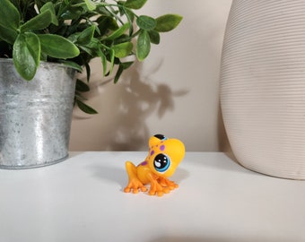 LPS #874 Orange Frog Purple Spots Blue Eyes Authentic Littlest Pet Shop Collectible Toy Figure Birthday Gift for Kid/Her/Daughter