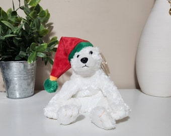 Ty Beanie Baby “Snowdrift” the Polar Bear wearing a Santa Hat! (5.5 inch)