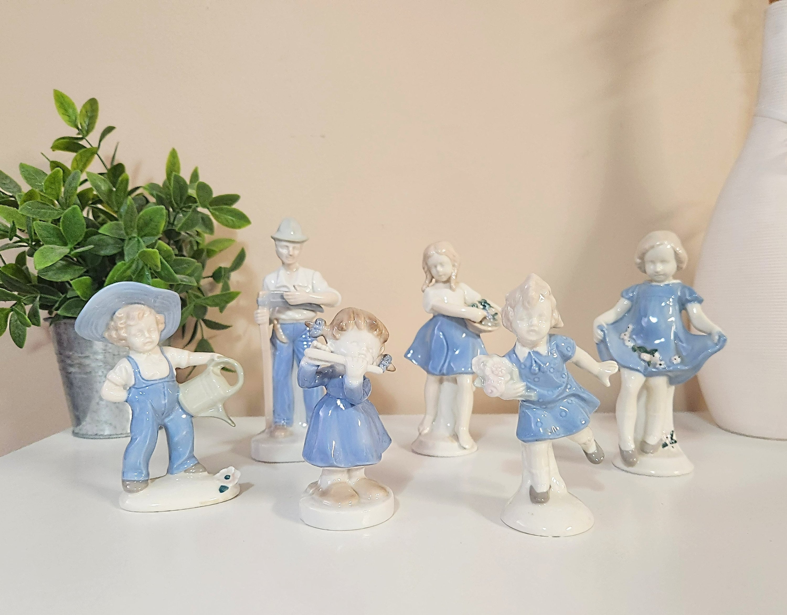 Carl Scheidig Porcelain Figurines - Set of 6 - Blue and
