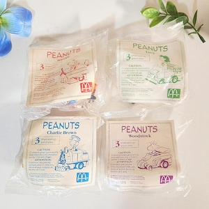 Vintage Peanuts Woodstock Lucy Snoopy Charlie Pop Mobiles 1989 McDonalds Complete Toy Set Sealed in Original Packaging/Bags-Gift for Him/Her