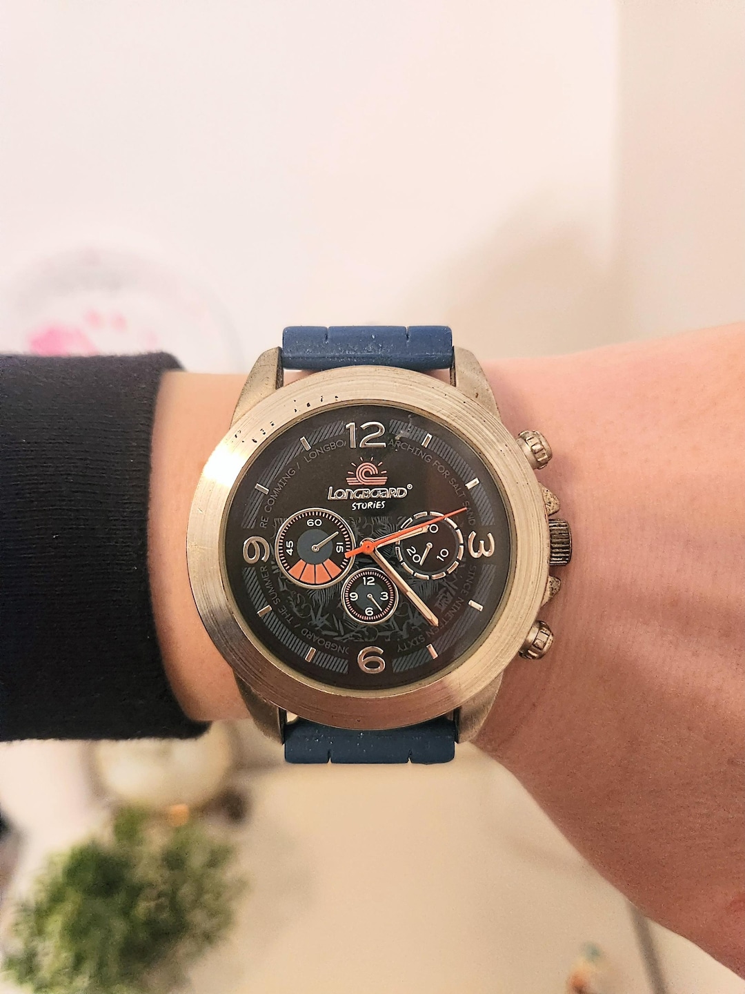 Men's Longboard Stories ATLAS Blue Wristwatch Vintage Tachymeter