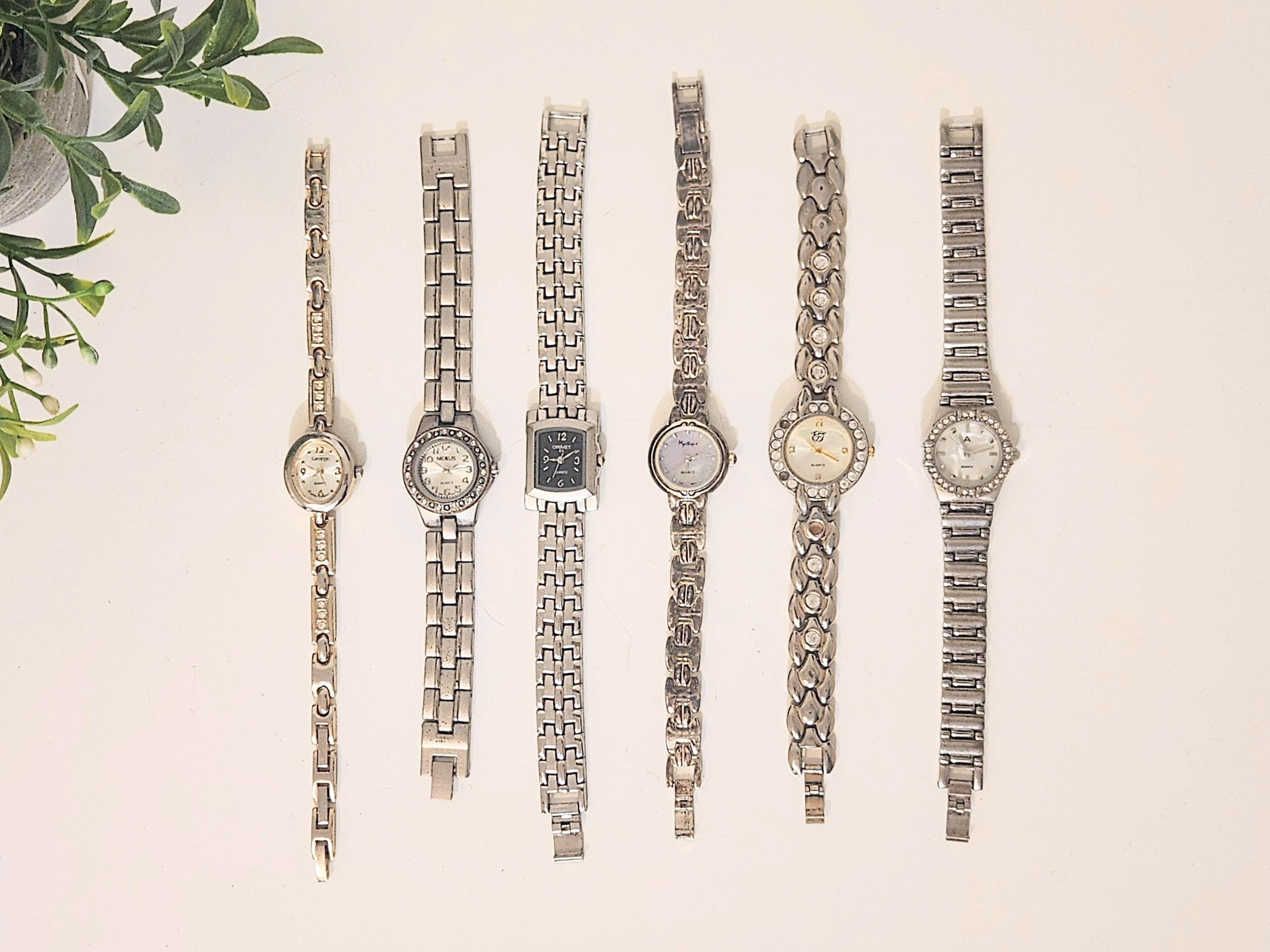 Ladies Dainty Silver-tone Crystal Watch Lot-rhinestone Bezel  display picture 1