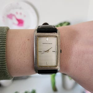 Geoffrey Beene Genuine Leather Wristwatch Black Strap Men&#39;s Vintage Fashion Wrist Watch - Birthday/Christmas Gift for Him