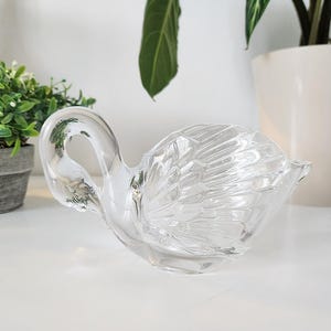 Cuenco de cristal con forma de cisne - Plato/jardinera vintage de plomo de Cristal D&#39;Arques France - Decoración para el hogar y la oficina - Art Deco