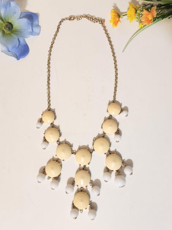 Retro Cream/White Enamel Bubble Layer Statement N… - image 2