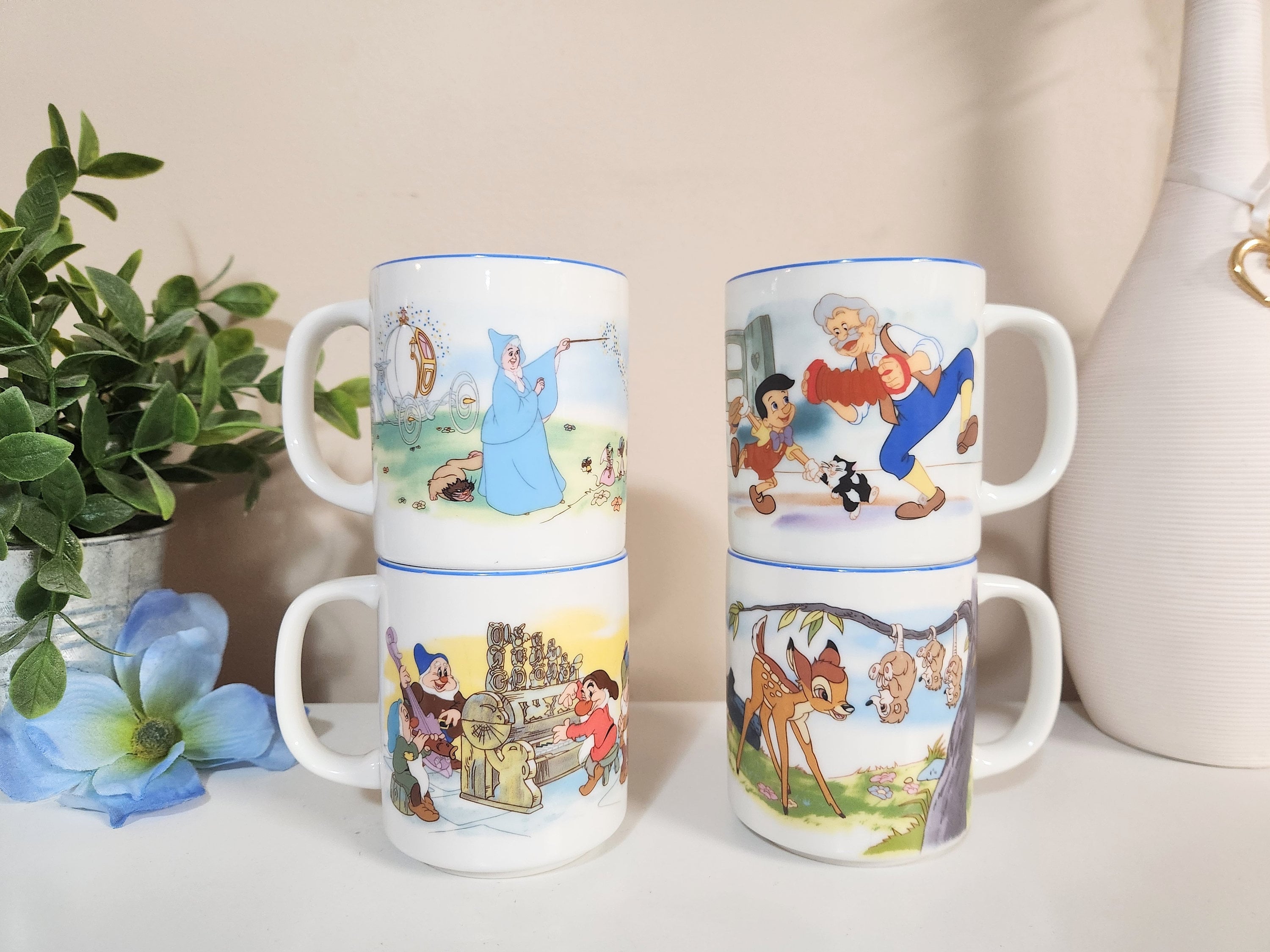 Vintage Walt Disney Disneyland Mug Set of 4 Made in Japan