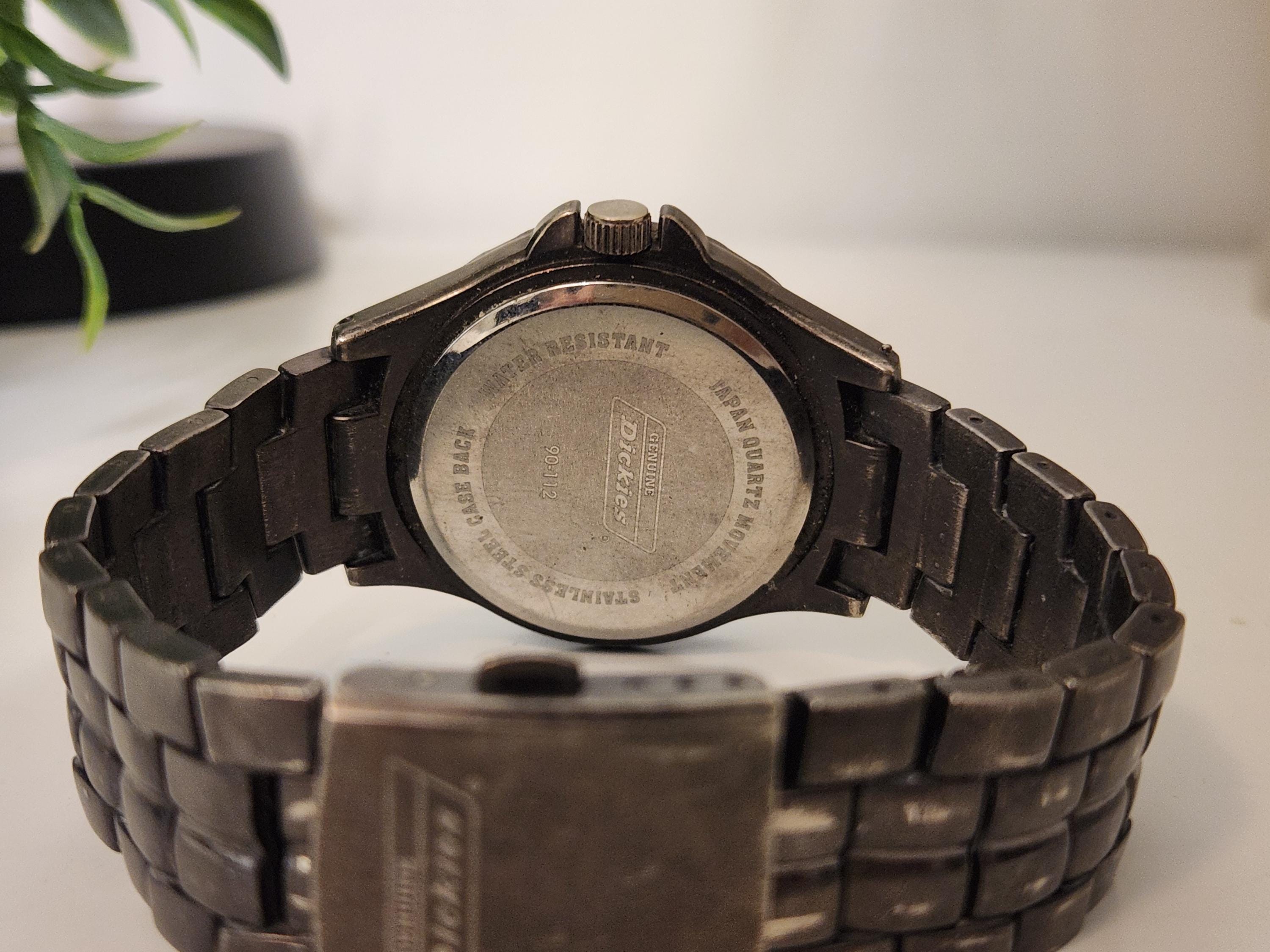 Genuine DICKIES Day/date Watch Red Dial Black Stainless 
