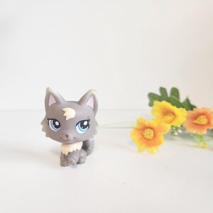 Littlest Pet Shop 1953 LPS Authentique Chat Loup Noir Gris Crème Yeux Littlest Pet Shop 1953 LPS Authentique Chat Loup Noir Gris Crème Yeux