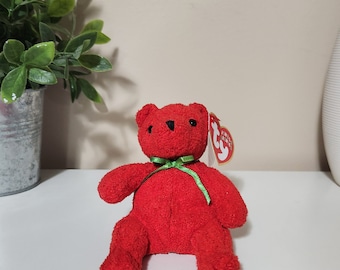 Ty Jingle Beanie - Mistletoe The Red Bear (4in) Christmas Tree Ornament beanie baby