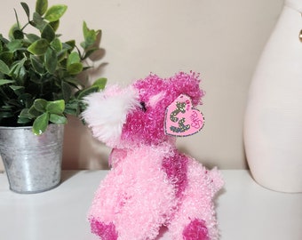 Ty Pinkys Beanie Baby 'Glitters' el perro rosa *Raro*