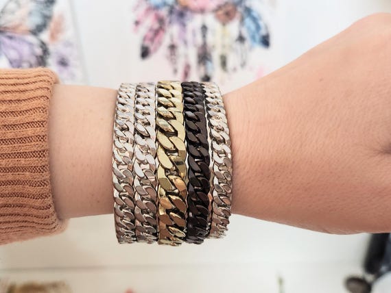 Twisted Cuban Link Chain Multi-Layer Cuff Bracele… - image 4