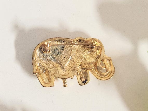 Broche éléphant émaillé & Strass Sur Métal Doré - Superbe Détail, Neuf Sans Boîte