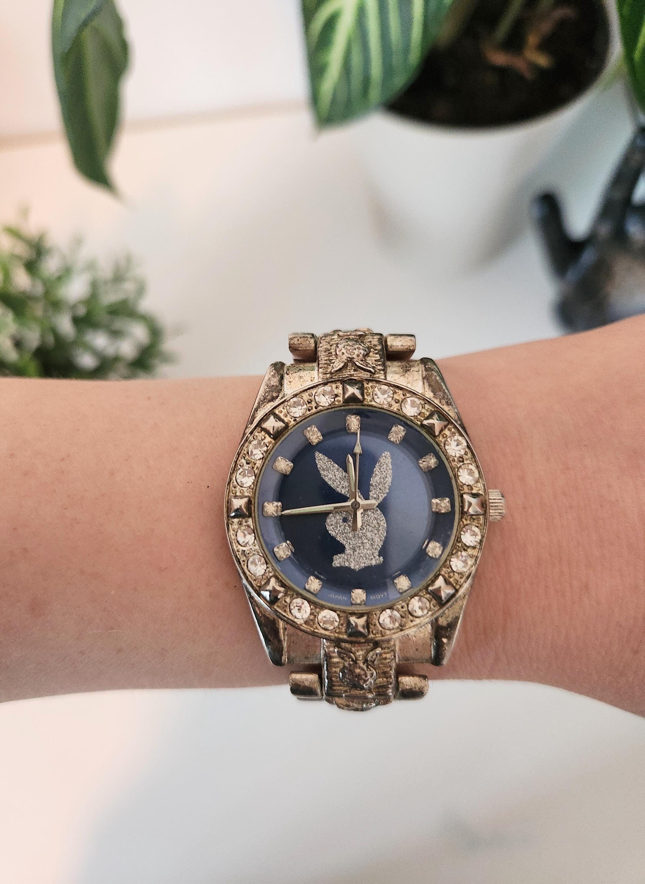 Vintage Geneva Playboy Bunny Watch Crystal Rhinestone 