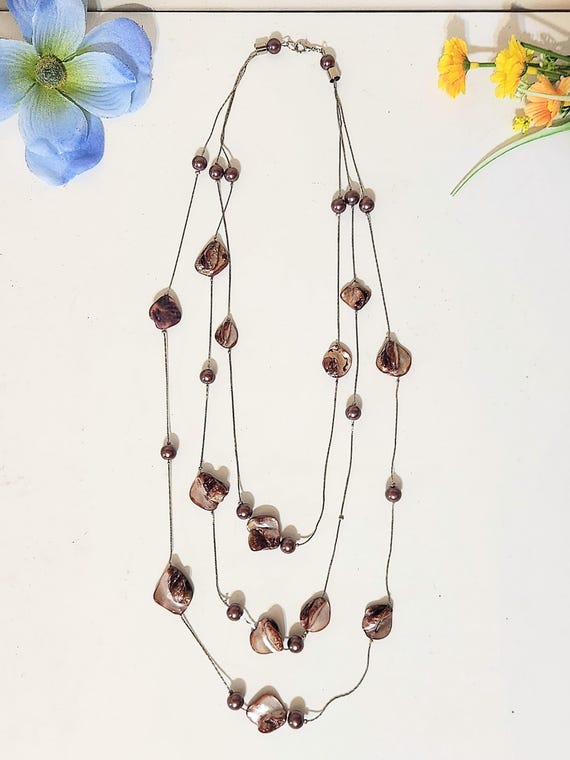 Floating Purple Abalone Shell Multi-Layer Necklac… - image 2