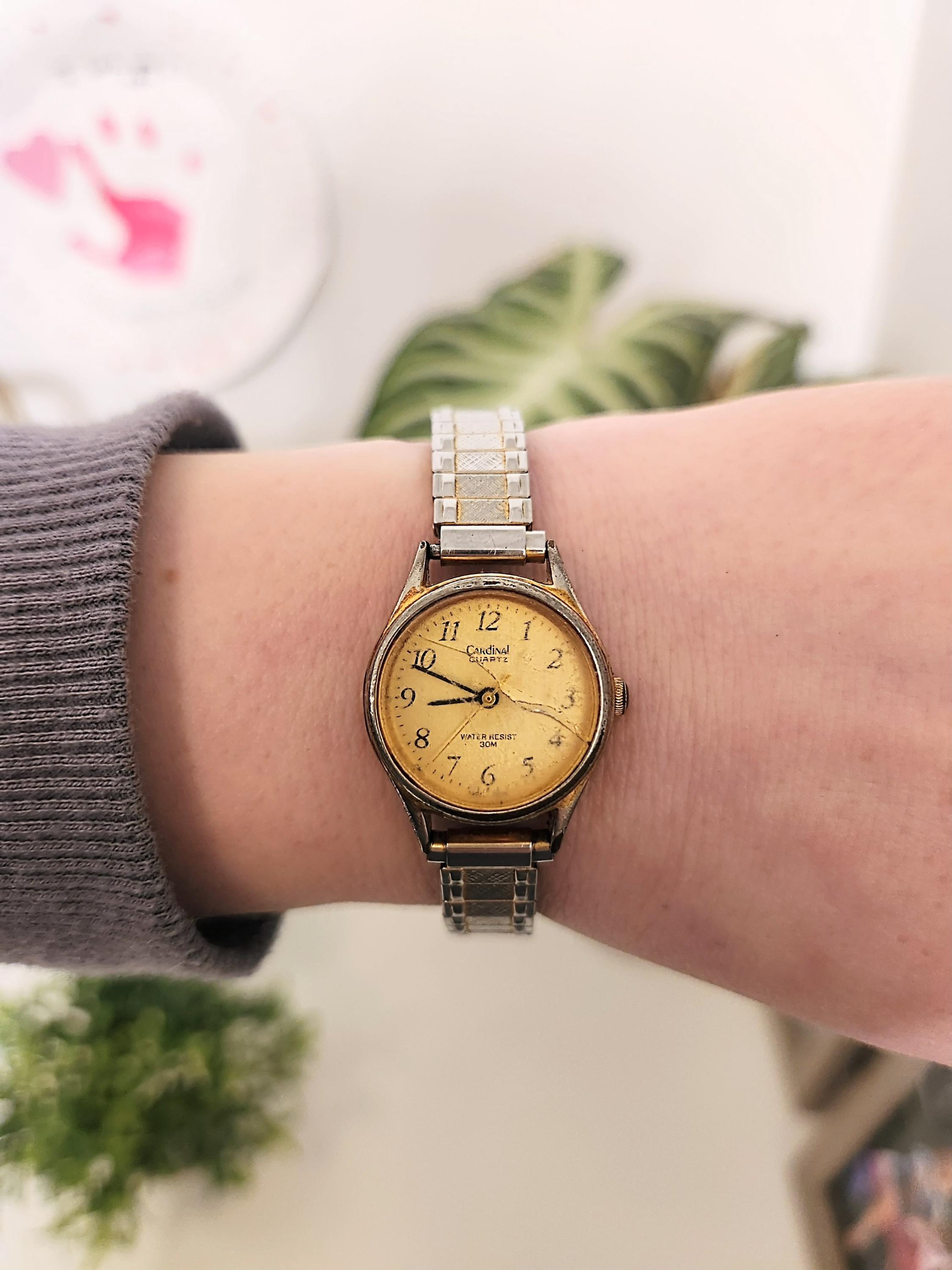 Quartz WristWatch- Vintage Citizen Petite Quartz Watch, Gold Tone, Rounded Square Dial  main image 2