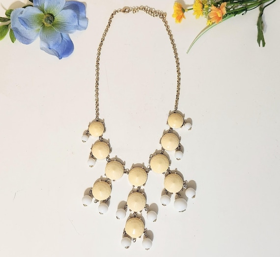 Retro Cream/White Enamel Bubble Layer Statement N… - image 1