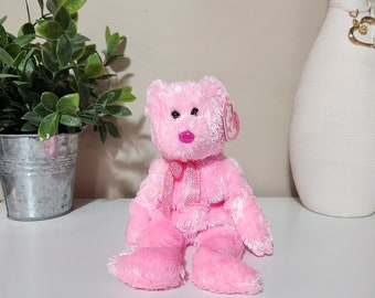 Bonnet bébé Ty Pinkys « Dazzler » l'ours rose (8,5 pouces)