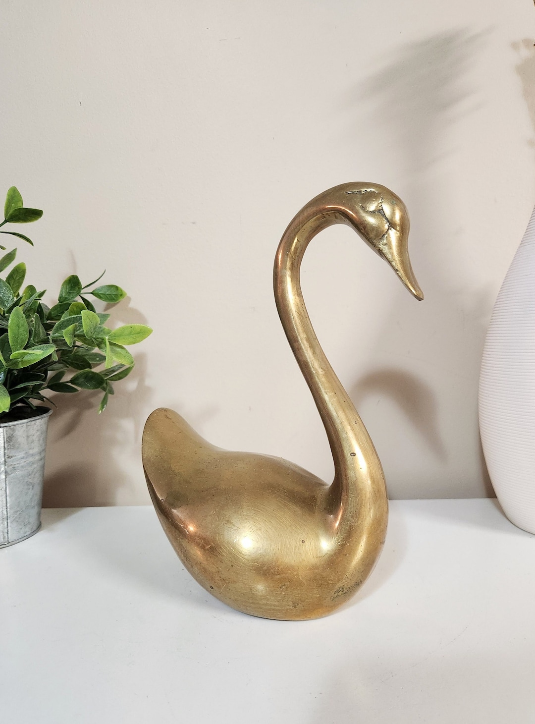 白鳥　置物　器　ヴィンテージ 真鍮の白鳥 オブジェ ヨーロッパヴィンテージ インテリア
