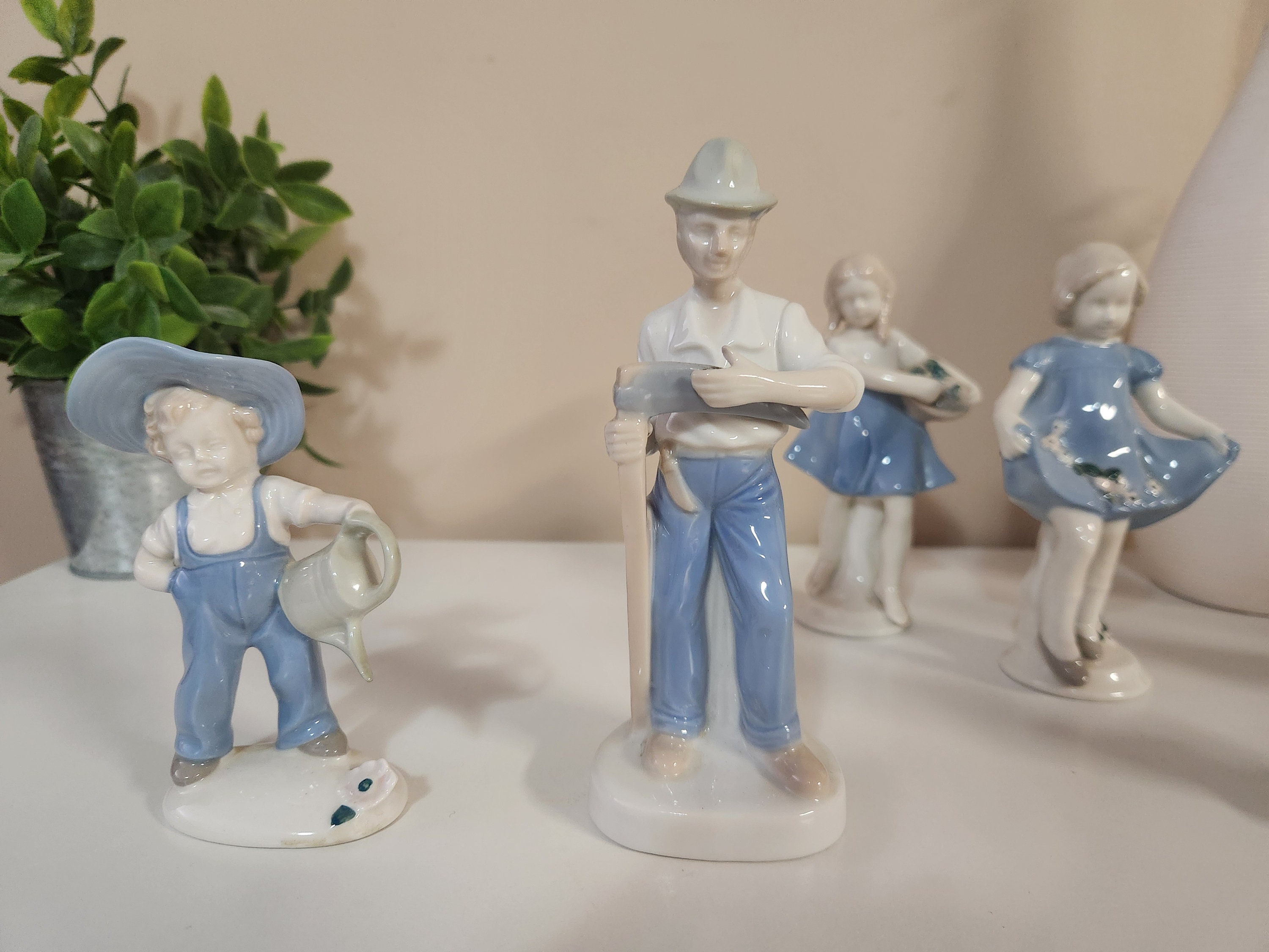 Carl Scheidig Porcelain Figurines - Set of 6 - Blue and