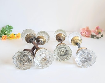Vintage Crystal Glass & Brass Doorknob-Antique 12 Point Victorian Door Knob-DIY Home Improvement/Renovation-1920s Fancy Luxurious Hardware