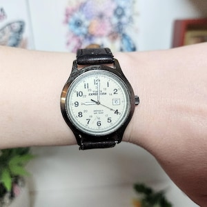 Timex Expedition Indiglo Day/Date Watch WORKING - Men&#39;s Water Resistant Leather Casual Classic Round Wristwatch-Birthday Gift for Him/Gents