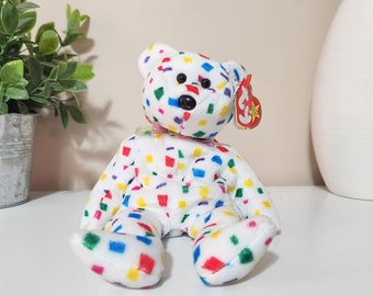 Ty Beanie Baby « Ty 2k » l'ours confetti (8,5 pouces)