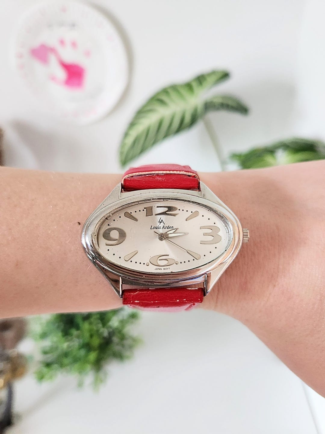 Louis Arden Red Leather Watch Women's/ladies Retro Bracelet