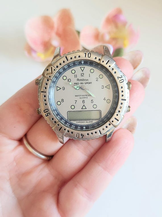 Analog Digital Chronograph Watch Armitron Dual Time Vintage
