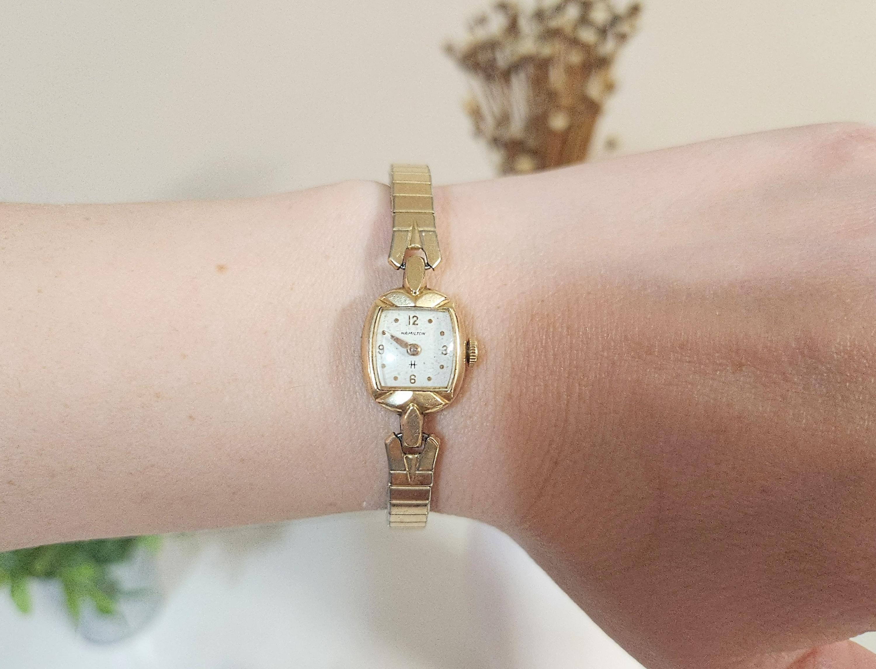 Gold Plated Vintage Hamilton 10k Gold Ladies Watch Sold At 