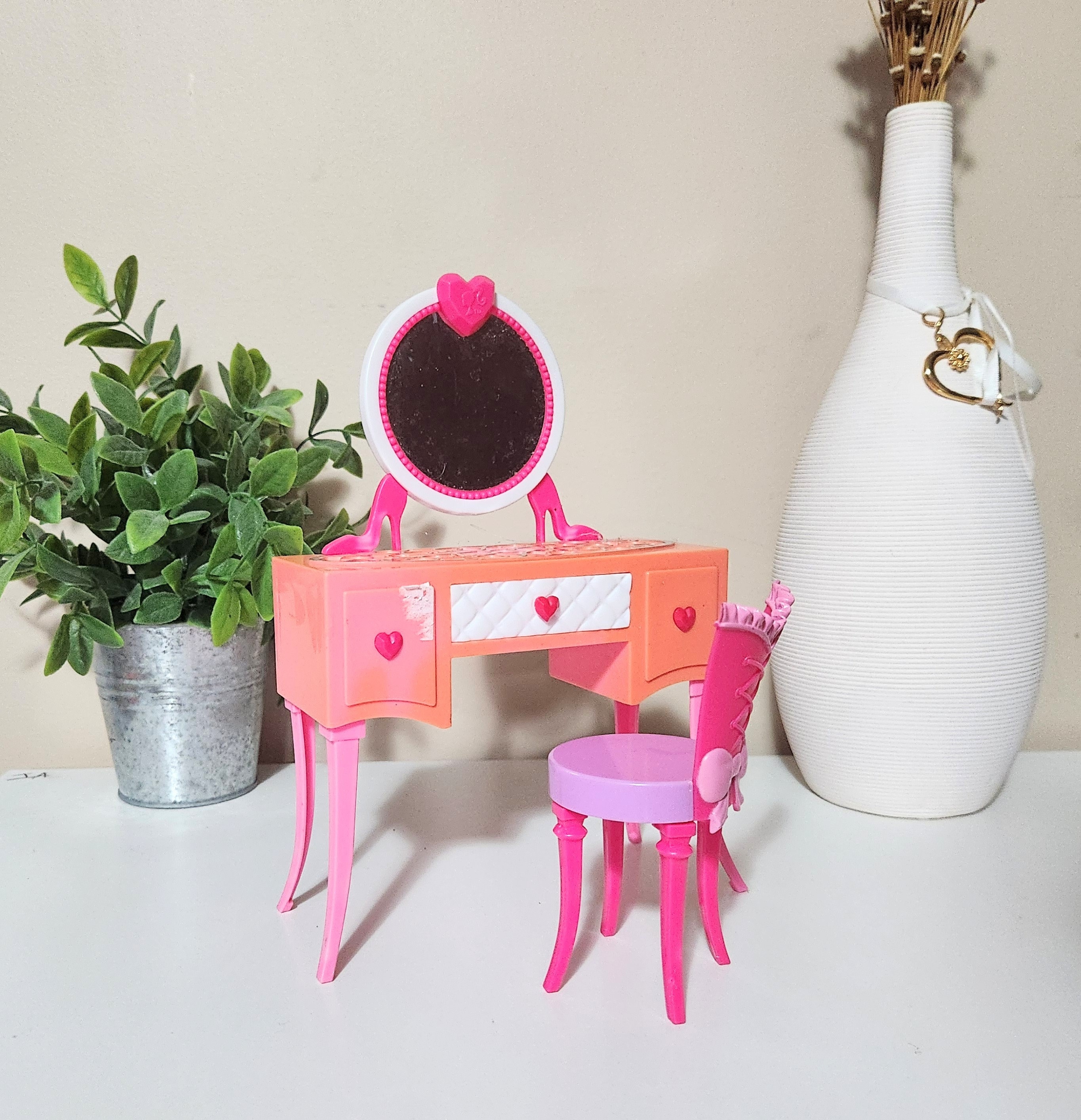 2012 BARBIE Dreamhouse GLAM VANITY Set Dollhouse Furniture Makeup Chair Barbie Accessories Etsy Canada