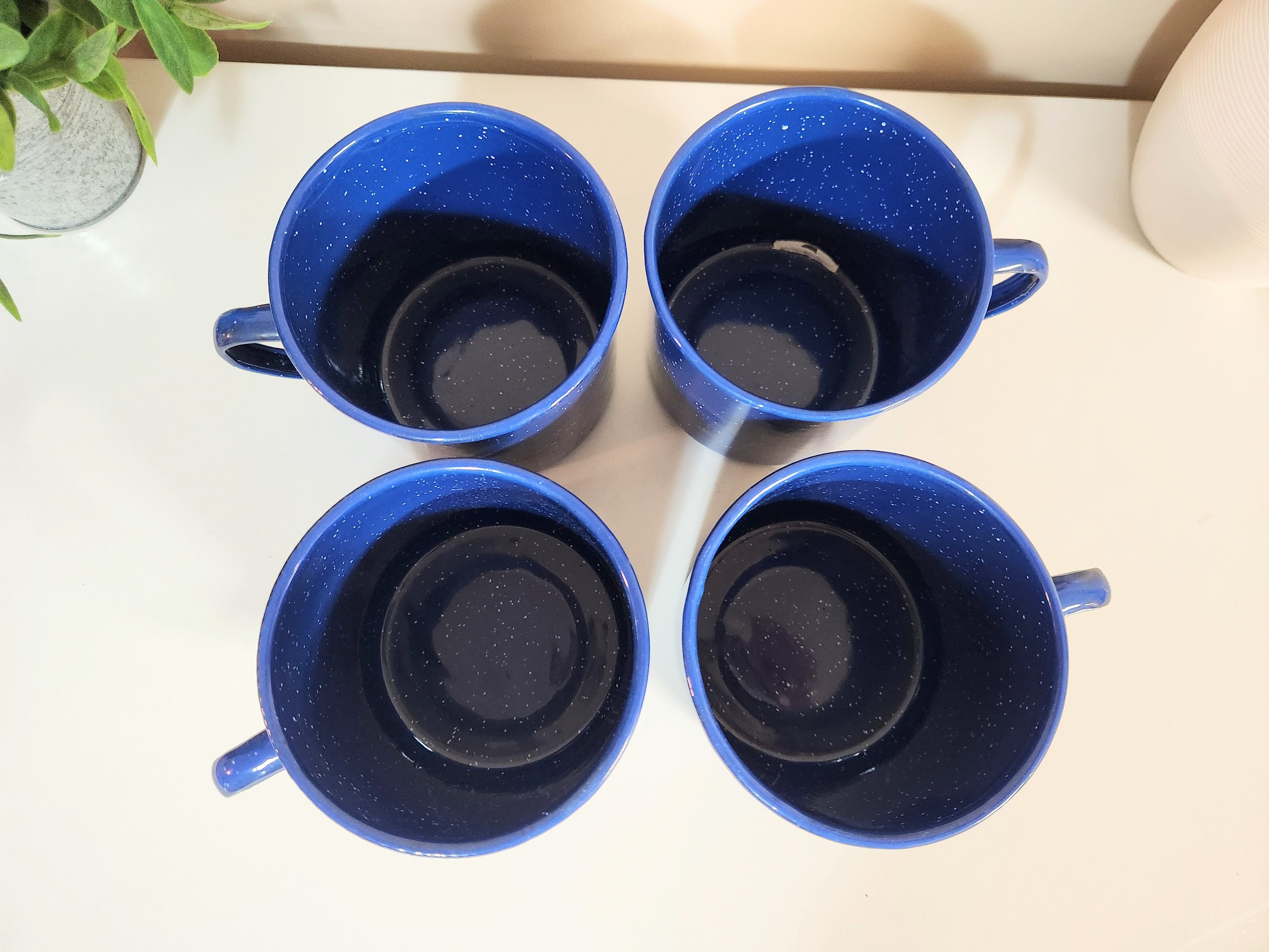 Ensemble Vaisselle Camping Bass Pro Shops - Émail Moucheté Bleu - Pour 4