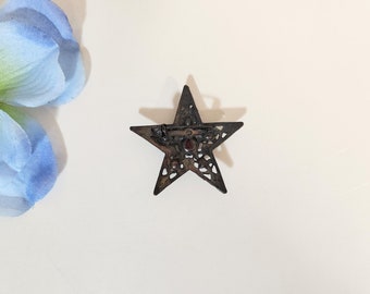 ヴィンテージ スター ブローチ 2 インチ シルバー トーン メタル