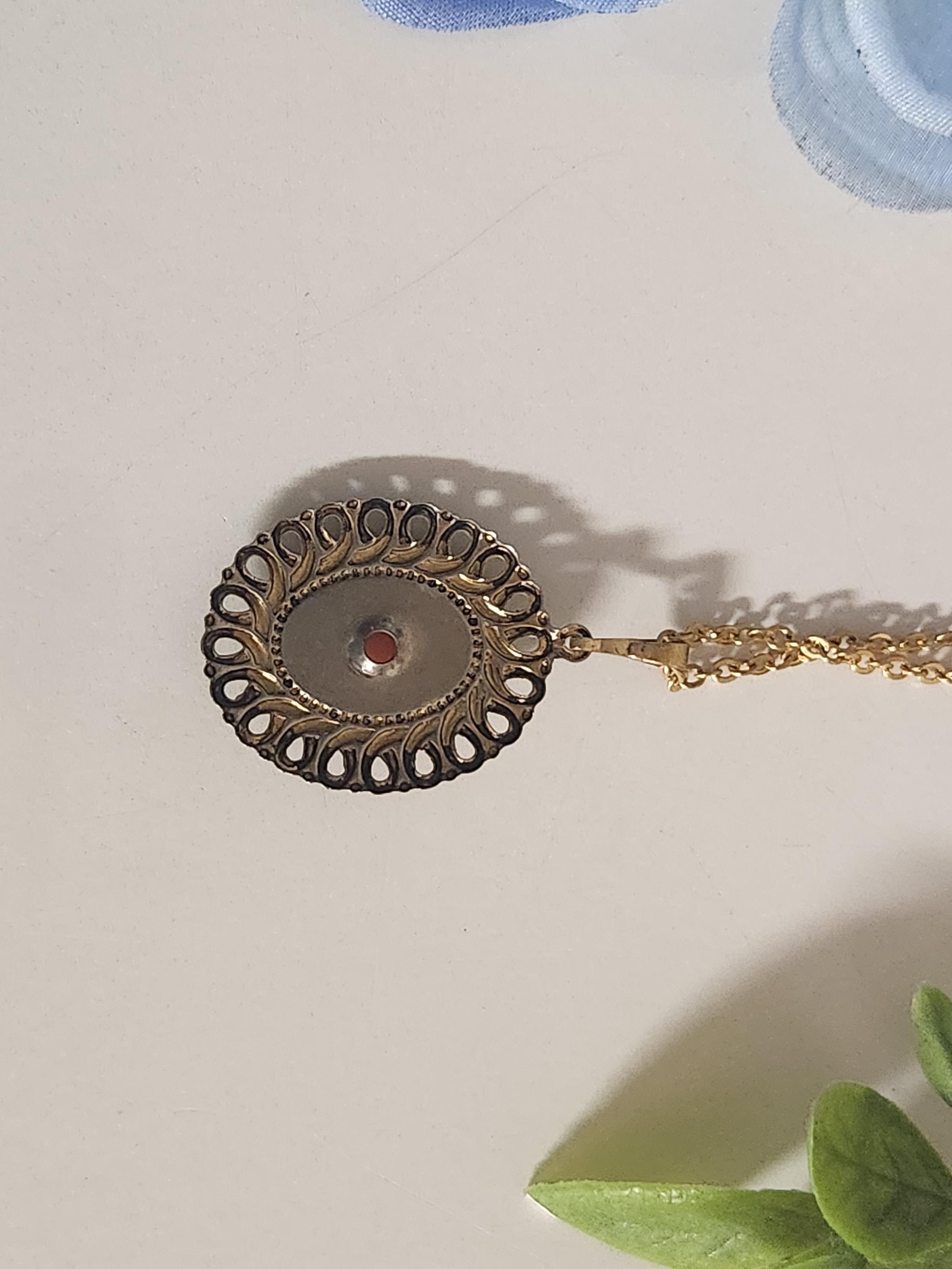 Pendentif Camée Victorien En Or Laminé - Années 1890 - Chaîne 18 Pouces - Authentique