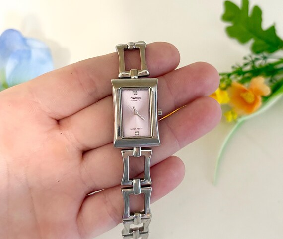 Women’s Casio Pink Rectangular Dial Stainless Ste… - image 3