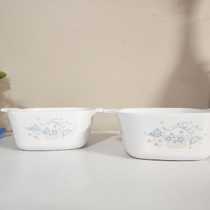 Vintage Corning Ware Country Cornflower Mini Cazuela Individual Para Hornear P-43-B 700ml - Juego de 2