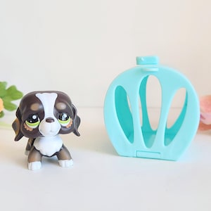 LPS Saint Bernard Dog #2121 w Blue Carrier Accessory-Collectible Littlest Pet Shop Walkable Kids Toy Playset-Birthday Gift-Daughter-Her-Girl