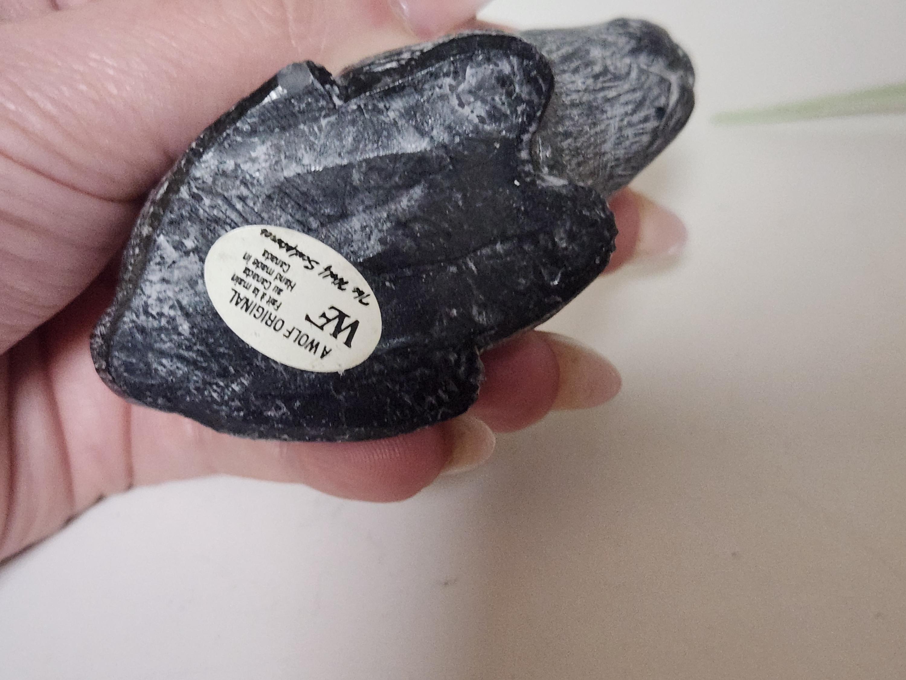 ヴィンテージ彫刻ソープストーンバニーウサギ-カナダA-WOLFイヌイット