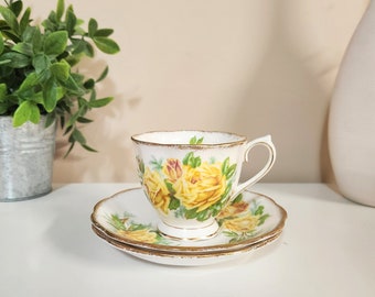 Royal Albert Tea Rose Tea Cup & Saucer Set Vintage Bone China Replacement Yellow Roses Flower Teacup Collector Birthday Christmas Gift