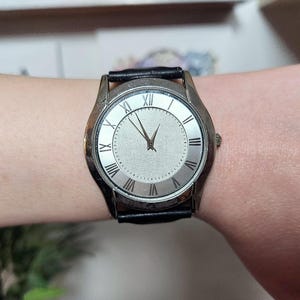 Mens Quartz Watch Embossed Roman Numeral Dial - Classic Casual Dress - Gent&#39;s Sleek Wristwatch- Birthday Gift for Him