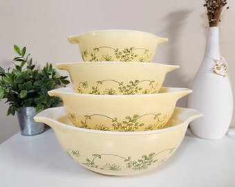 Vintage Pyrex Shenandoah Cenicienta Nesting Tazones para mezclar, 441/442/443/444