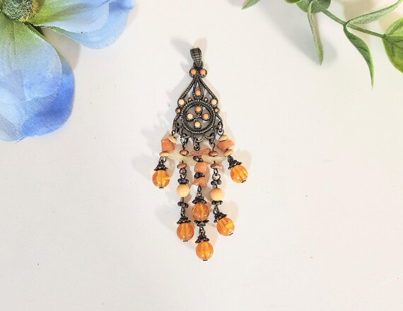 Boho Necklace Pendant Amber Stone/Bead Dangle/Drop Vintage Women's  Jewelry -Bohemian/Hippy-Hippie Fashion Accessories Gift for Her