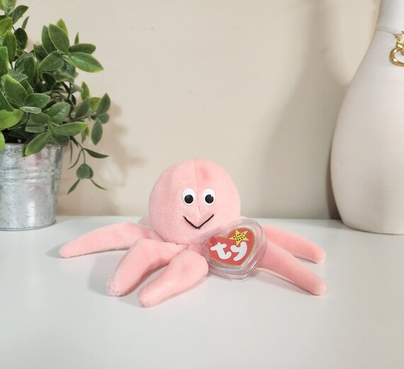 TY Beanie Baby “inky” the Adorable Pink Smiling Octopus Inch