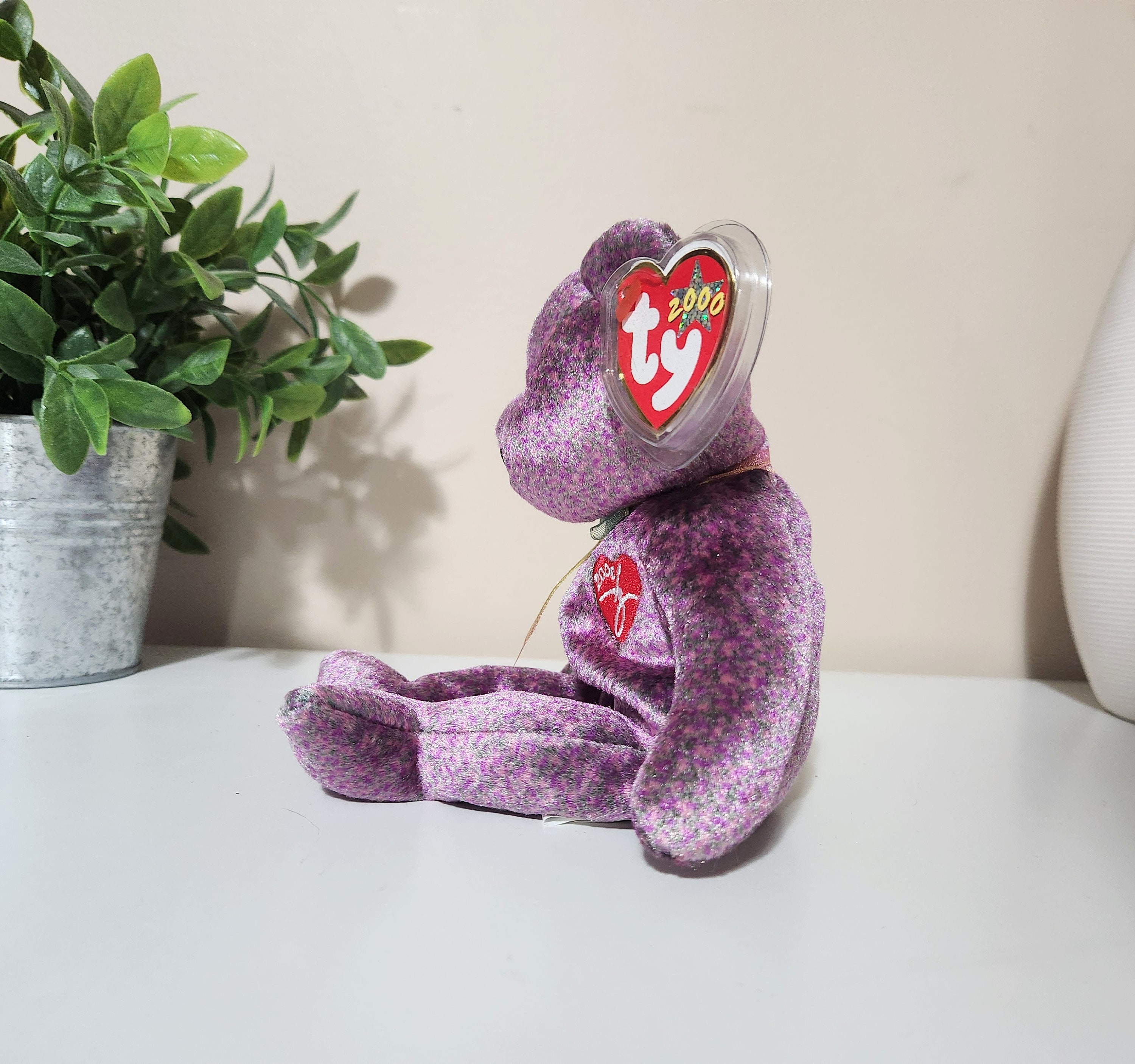 Vintage TY Beanie Baby 2000 Signature Purple Bear - Etsy