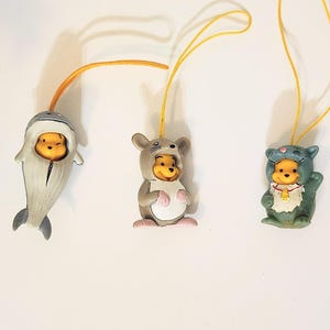 Peek-a-Pooh Charms-Winnie the Pooh Mascot Phone Hangers Whale/Dolphin-Mouse-Kitty Cat-90s Capsule Toys-Vintage Disney Collectibles-Gift/Her