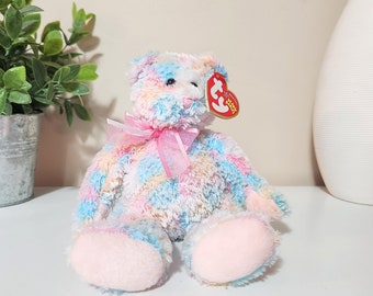 Ty Beanie Baby « Twirls » l'ours multicolore super mignon (8,5 pouces) Ty Beanie / Tie Dye coloré