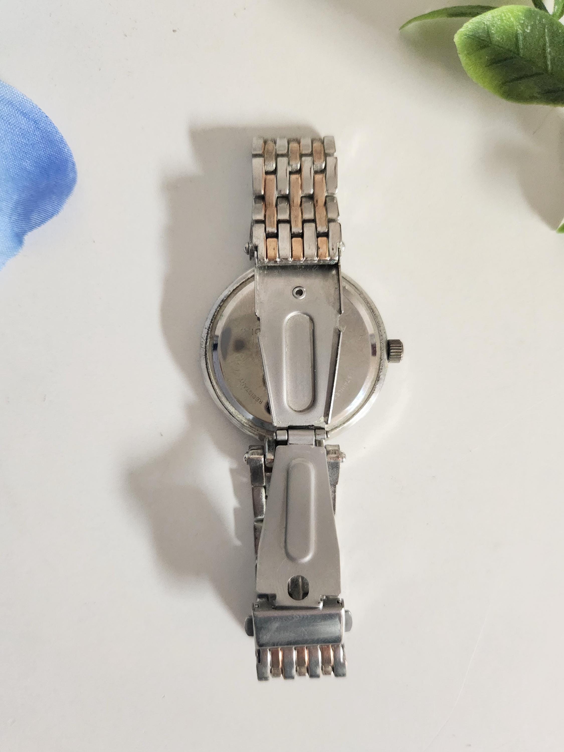 Adrienne Rhinestone Watch. Silver Tone. New Battery Adrienne Vittadini Rhinestone Rose Gold/silver Tone  main image 4