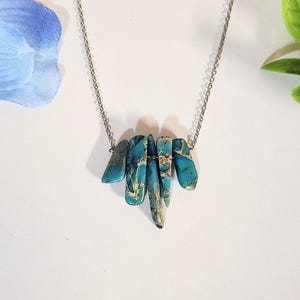 Vintage Turquoise Jasper Pendant Necklace 18" Aqua Blue Sea Stone-Ocean Jasper Jewellery-Healing, Energy Crystal Spiritual-Gift for Her/Him